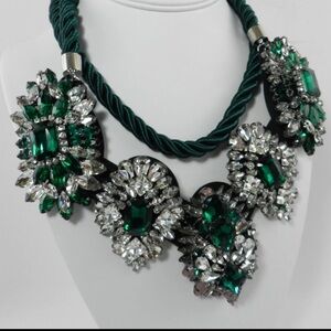 Green and Silver Statement Necklace Elegant